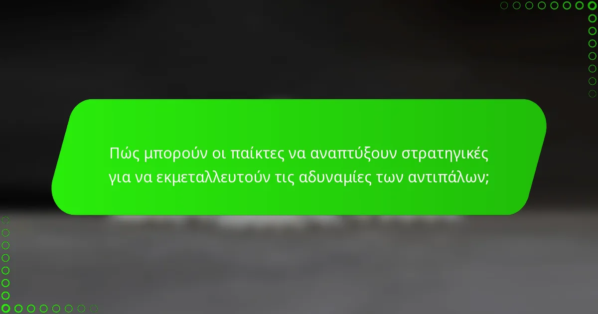Πώς μπορούν οι παίκτες να αναπτύξουν στρατηγικές για να εκμεταλλευτούν τις αδυναμίες των αντιπάλων;